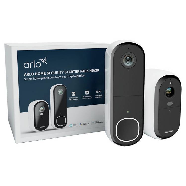 Arlo Front Video Doorbell & Back Garden Security Camera Set 0