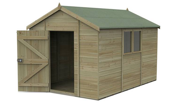 Forest Timberdale 2 Clear Windows Apex Shed - 12 x 8ft