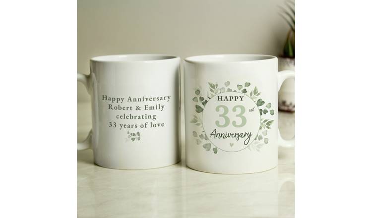 Personalised Message Botanical Anniversary Mug