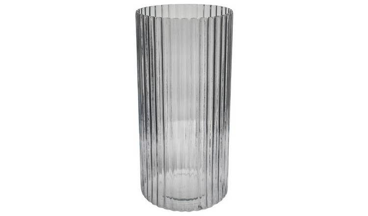 Ivyline Daphne Ribbed Glass Vase - Clear