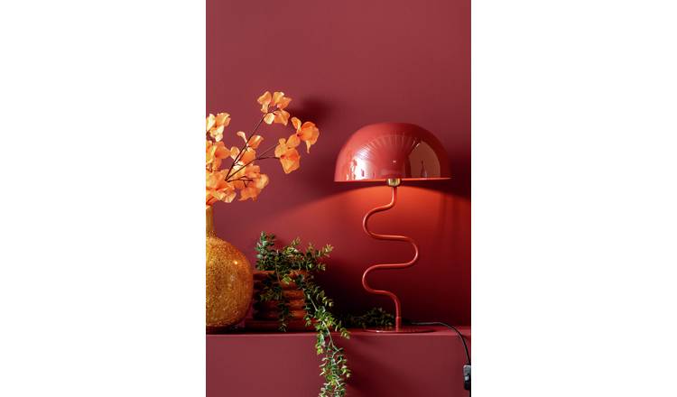 Present Time Cast Iron Twist Enable Table Lamp - Ochre Red