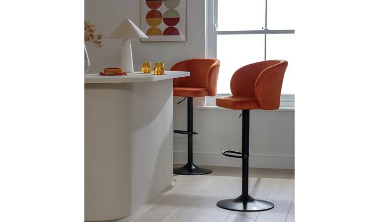 Rust velvet bar online stools