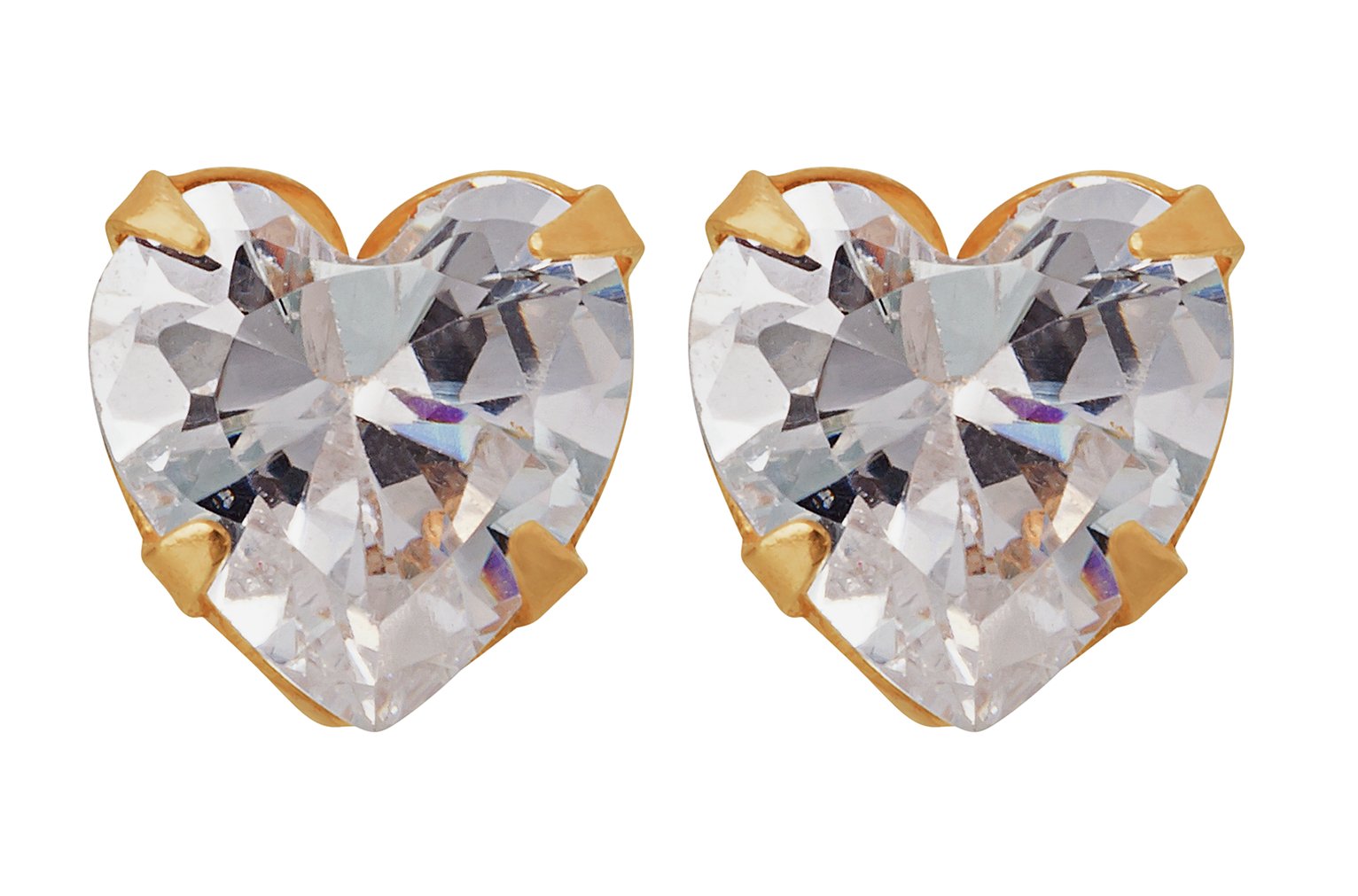 Revere 9ct Yellow Gold Cubic Zirconia Heart Stud Earrings Review