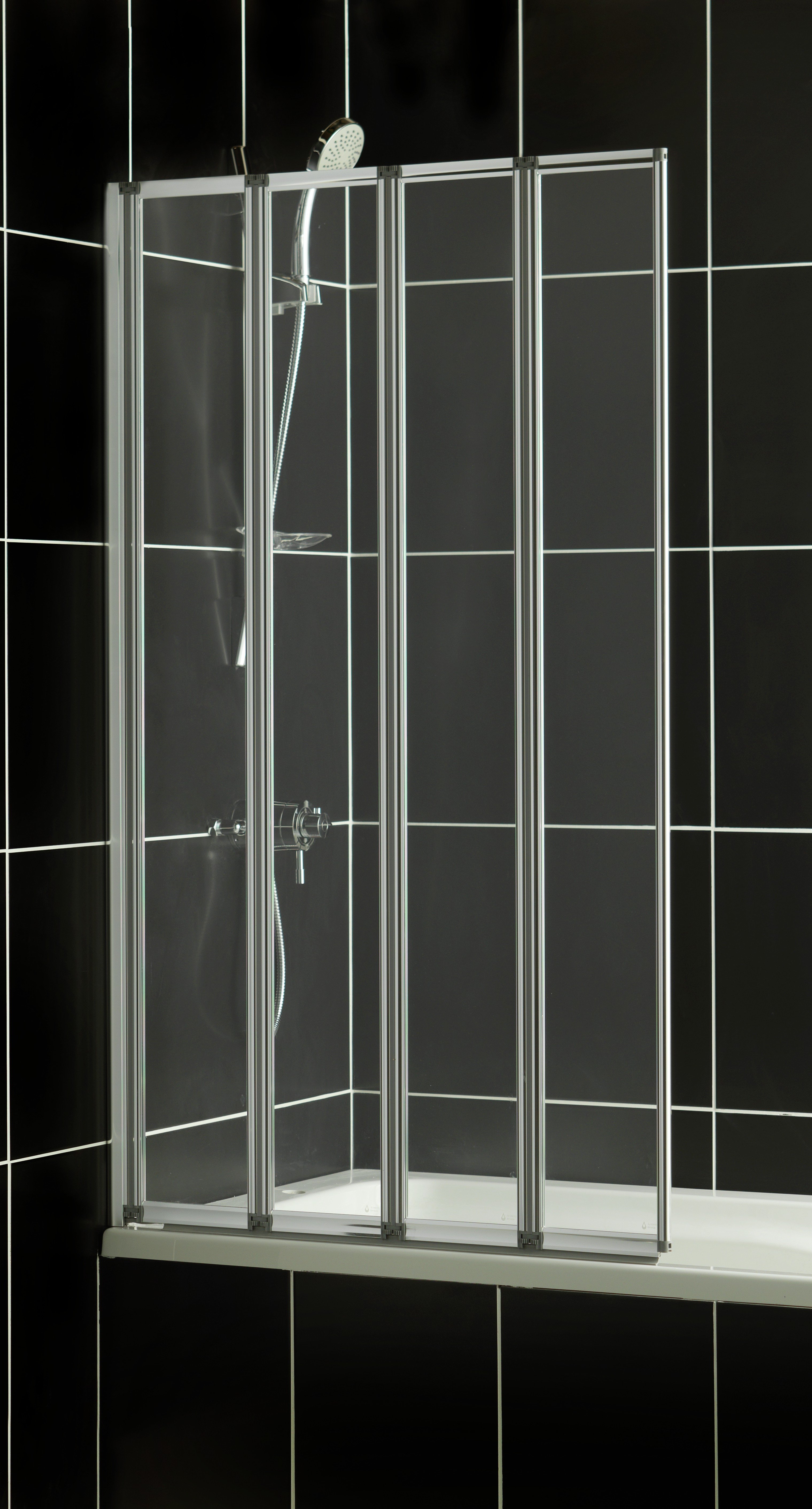 Aqualux Fully Framed Silver 4 Fold Bath & Shower Screen
