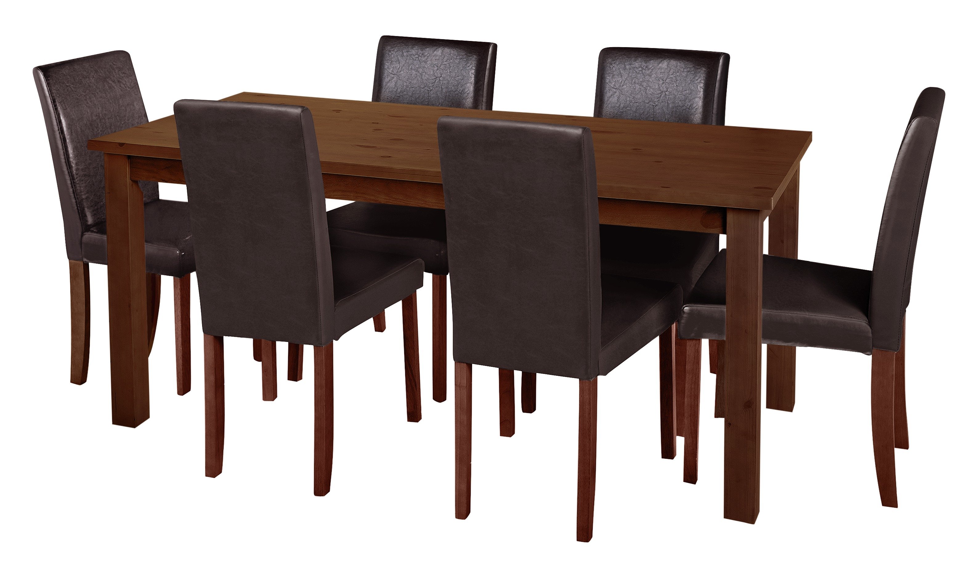 Argos Home Ashdon Solid Wood Table & 6 Mid Back Chairs- Choc