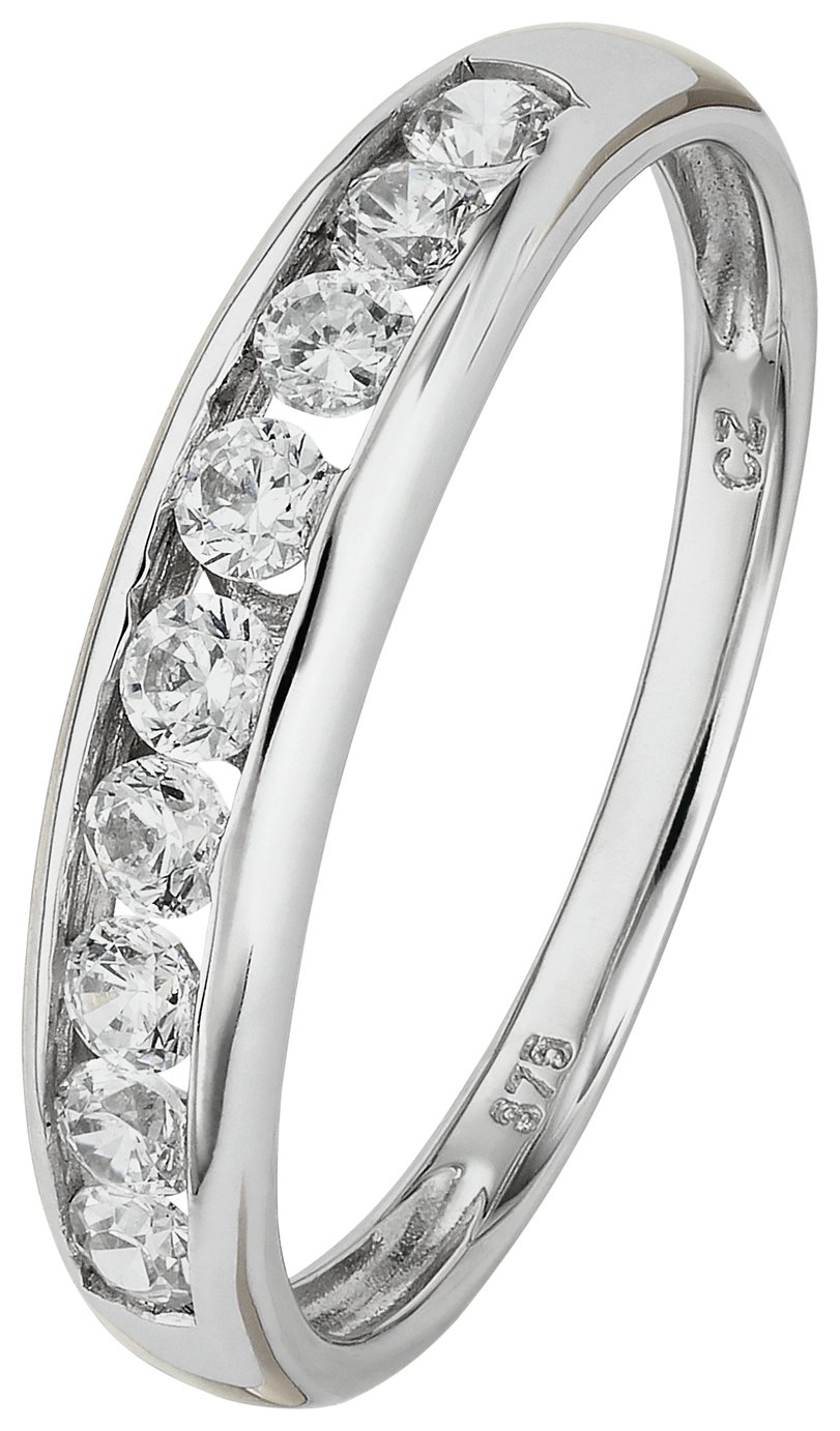 Revere 9ct White Gold Cubic Zirconia Eternity Ring.