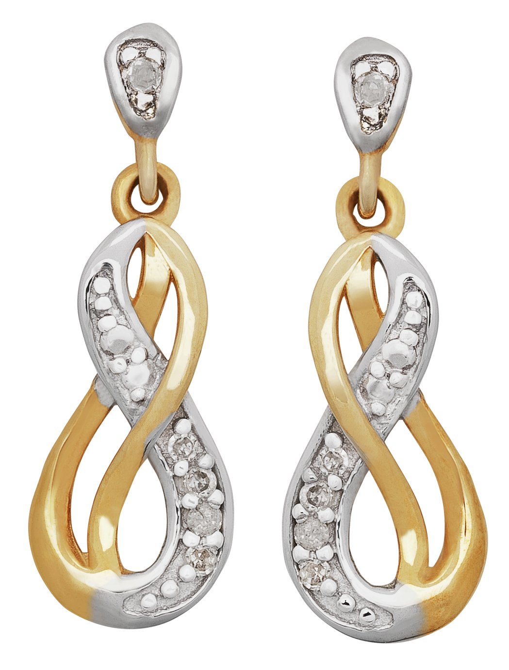 Revere 9ct Gold Diamond Set Drop Earrings
