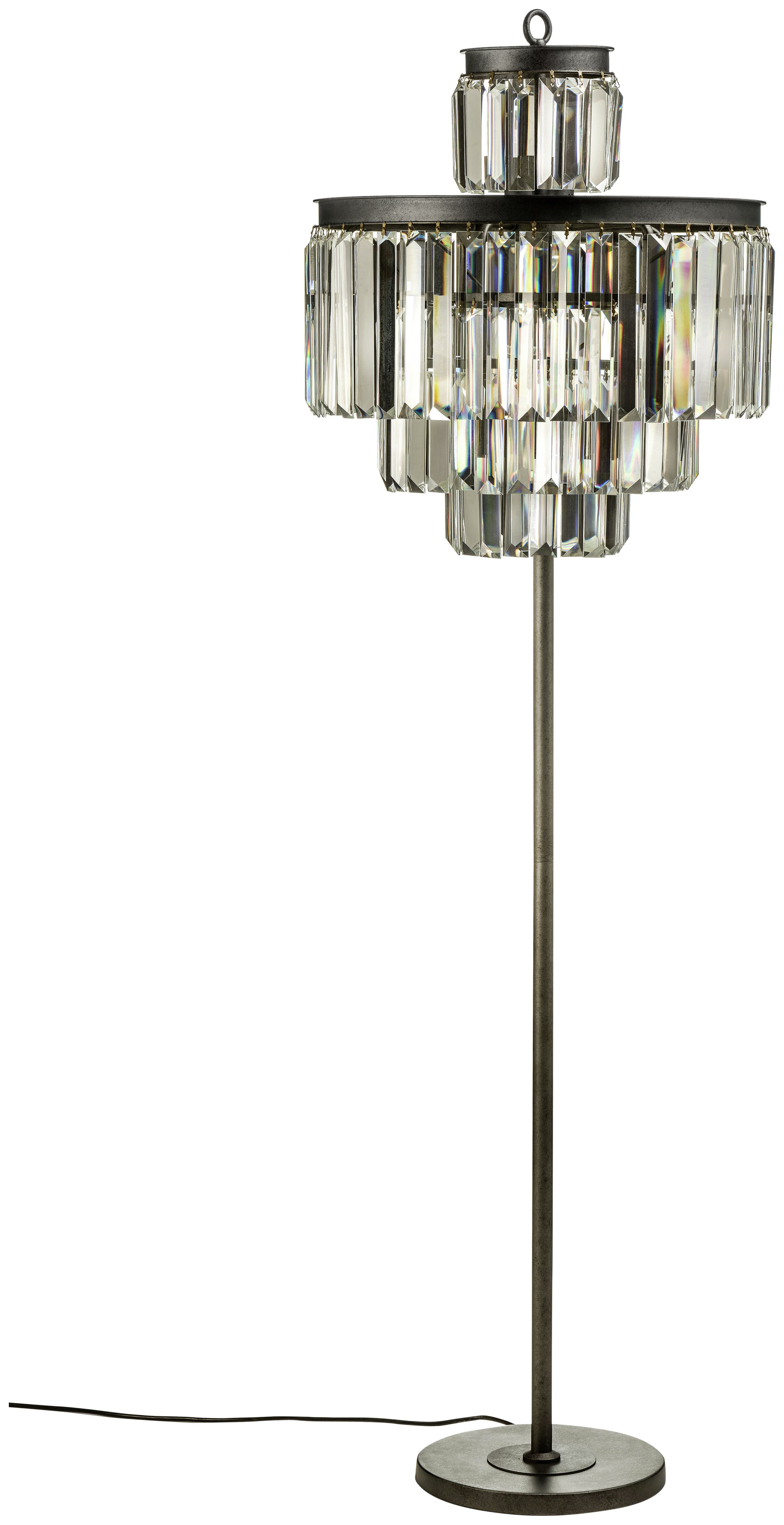 Art Deco Iron & Crystal Floor Lamp