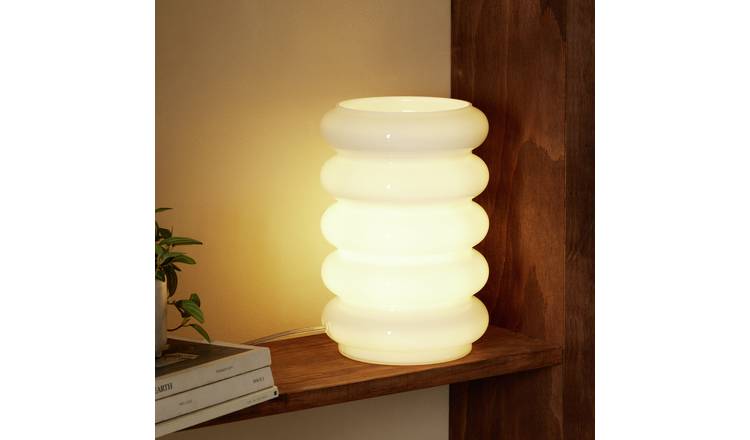 Habitat Billie Ribbed Glass Table Lamp - White