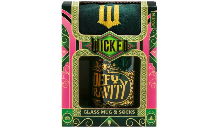Wicked Defy Gravity Glass Mug And Socks Gift Set