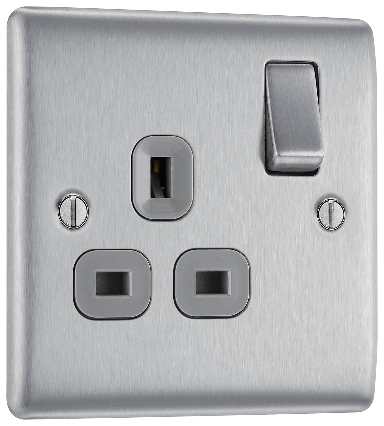 BG Single Switched Socket - Stainless Steel