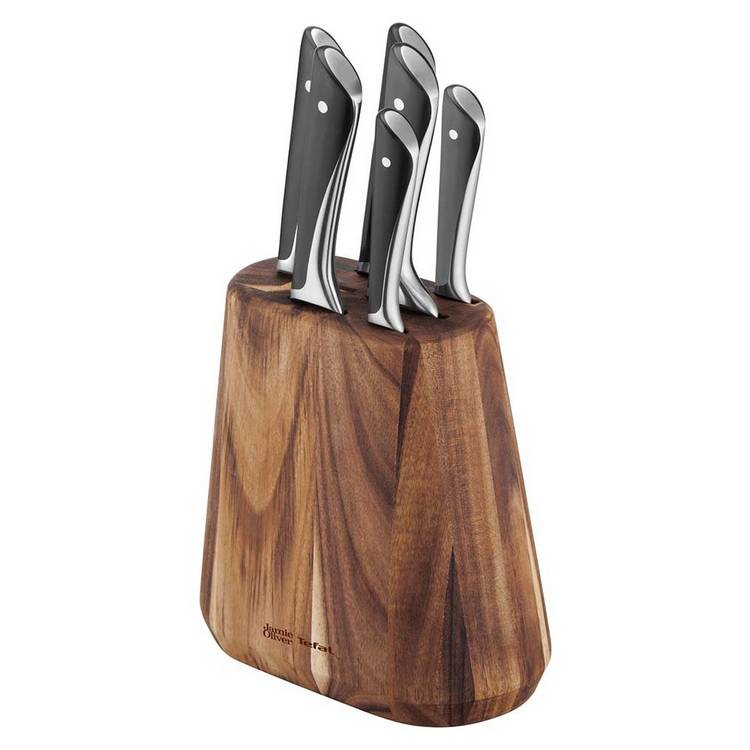 Tefal by Jamie Oliver 6pc Knife Set with Acacia Wood Block 0