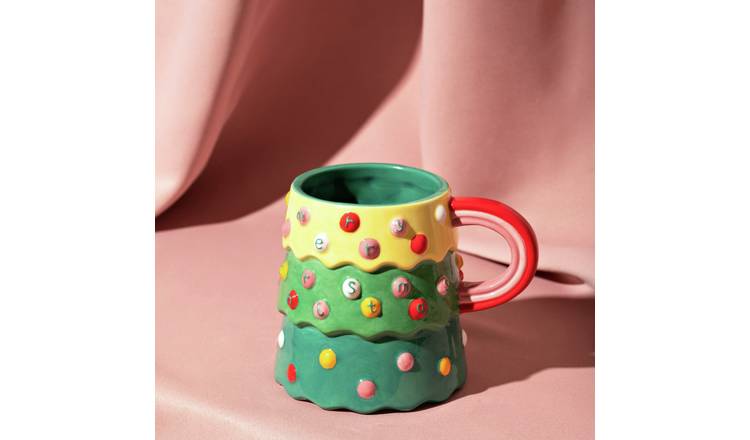 Raspberry Blossom 3D Christmas Tree Mug