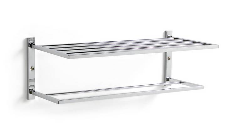 Buy Habitat Wall Mounted Towel Rail and Shelf Chrome Towel rails and rings Habitat