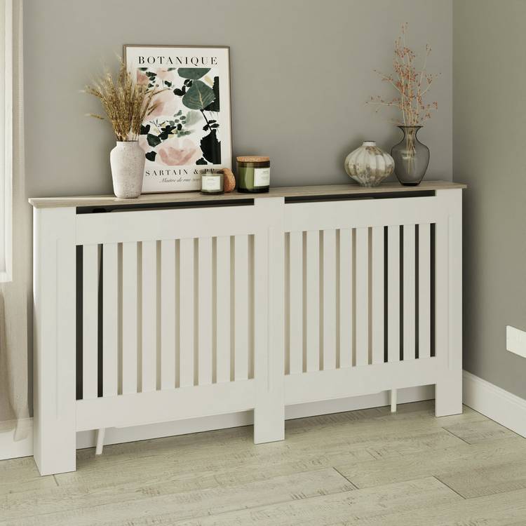 GFW Longslow Large Radiator Cover - White & Oak 0
