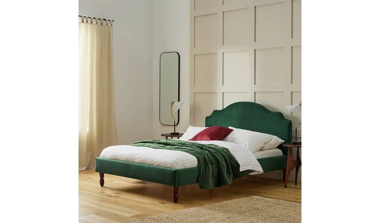 Habitat Sophia Double Velvet Bed Frame - Moss Green