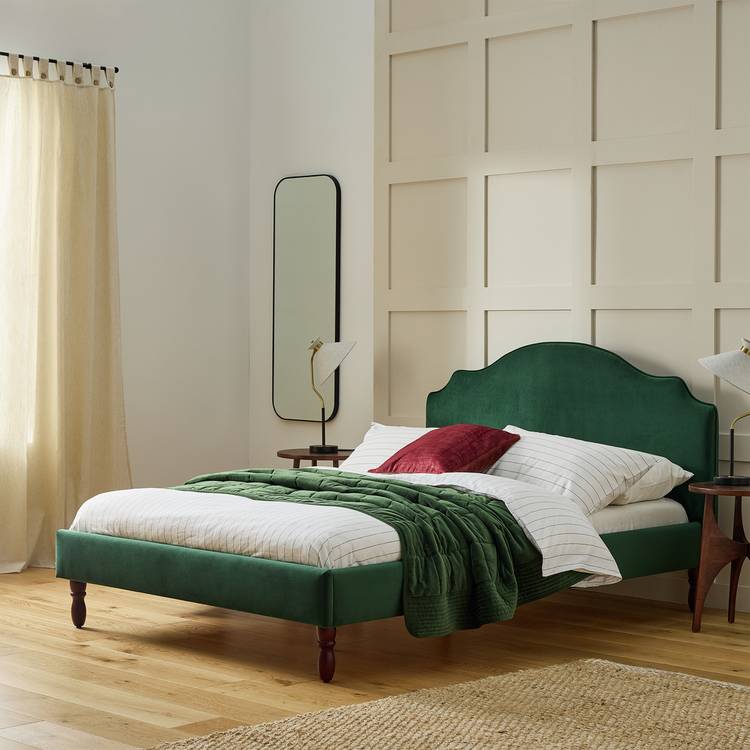 Habitat Sophia Double Velvet Bed Frame - Moss Green 0