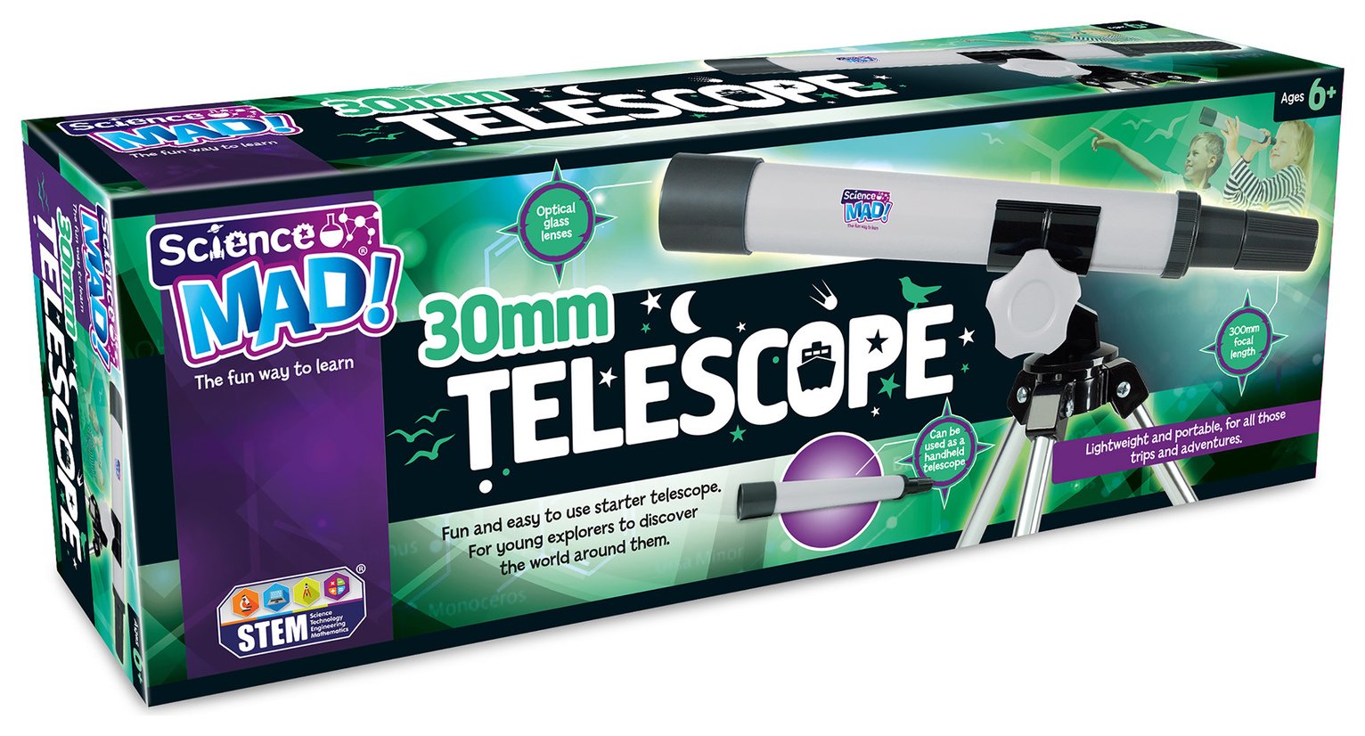 Science Mad 30mm Telescope with Tripod