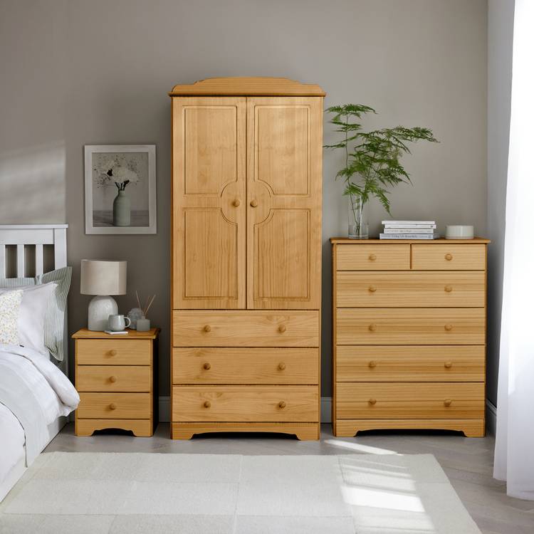 Argos Home Nordic 3 Piece 2 Door Wardrobe Set - Pine 0