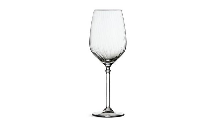 Habitat Optic White Ribbed Set of 4 Wine Glasses