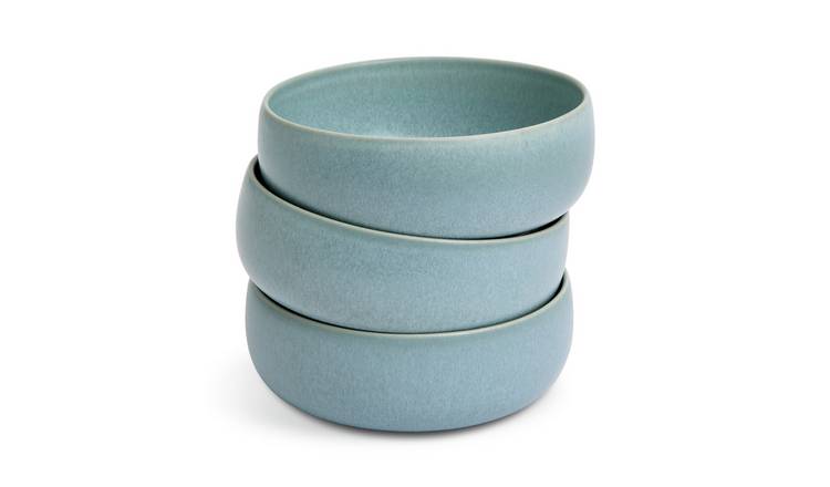 Habitat 3 Piece Reactive Stoneware Nibble Bowls - Blue