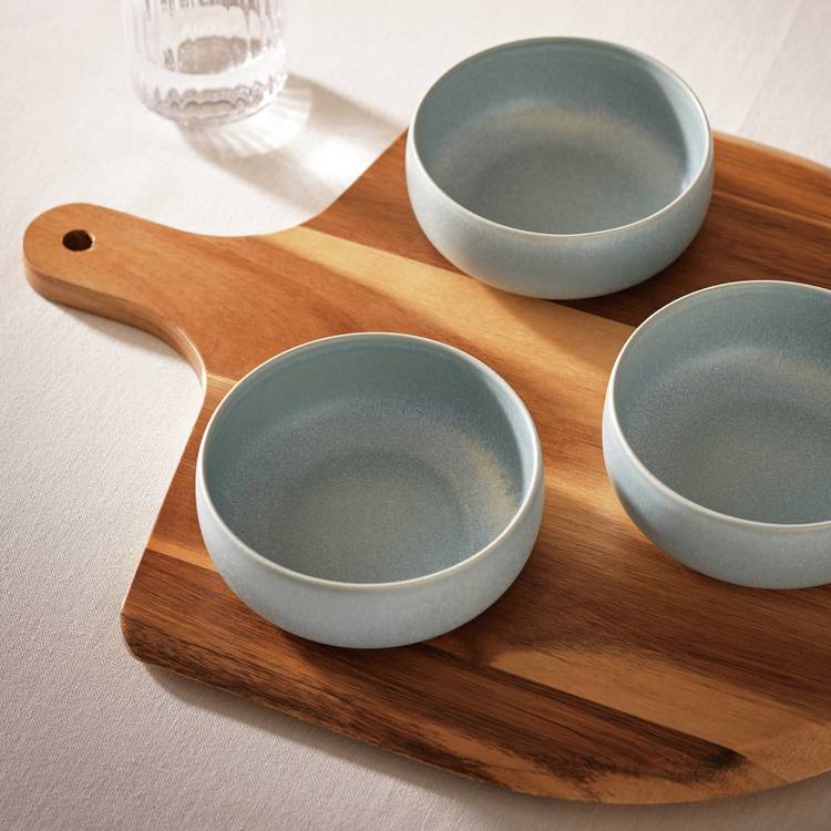 Habitat 3 Piece Reactive Stoneware Nibble Bowls - Blue 0