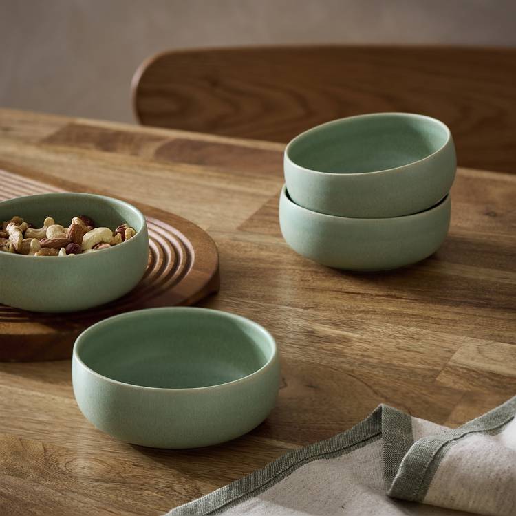 Habitat 3 Piece Reactive Stoneware Nibble Bowls - Green 0