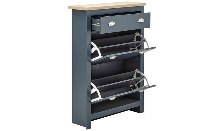 GFW Lancaster Shoe Storage Cabinet - Blue & Oak