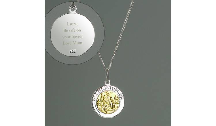 Personalised Memento Gold Plated St. Christopher Necklace