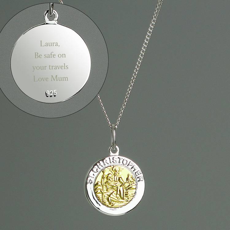 Personalised Memento Gold Plated St. Christopher Necklace 0