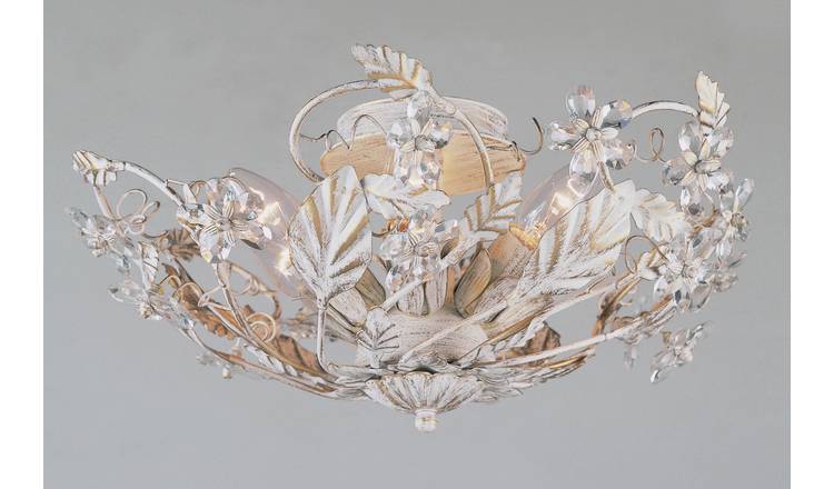 Impex Trapani Metal Bead Flush Ceiling Light - White