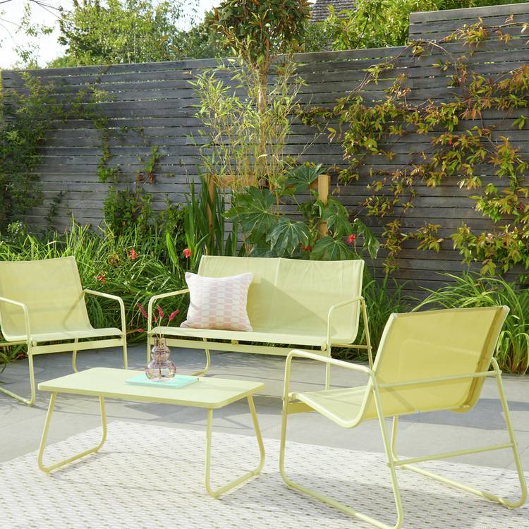 Habitat Cali 4 Seater Metal Patio Set - Yellow 0