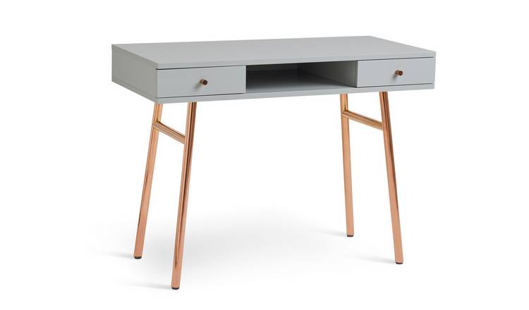 Habitat Valence 2 Drawer Office Desk - Grey & Rose Gold