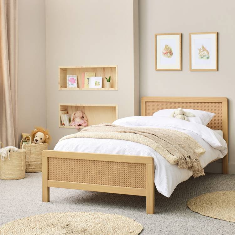 Habitat Kids Single Rattan Bed Frame - Oak Stain 0