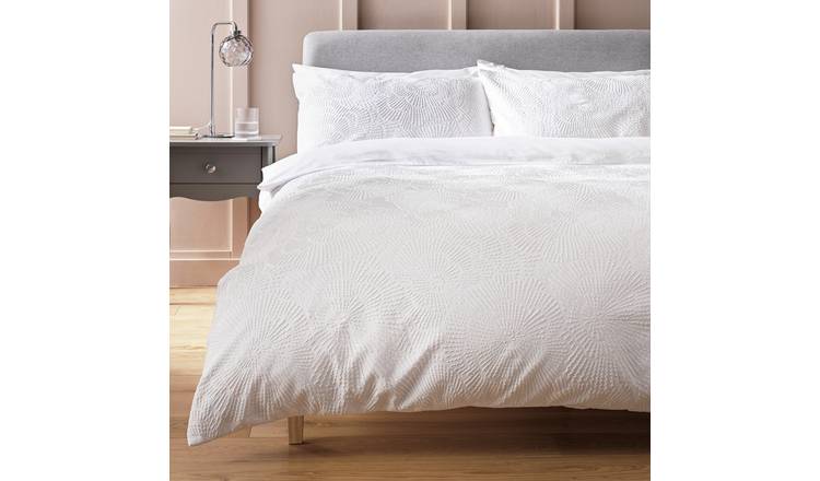 Argos Home Embossed Floral White Bedding Set - King size