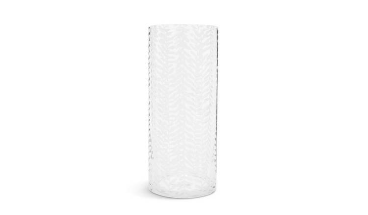 Habitat Etched Floral Glass Vase - Clear