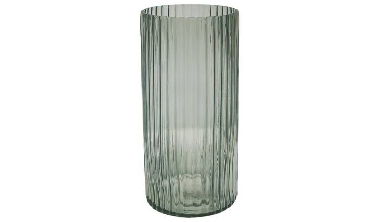 Ivyline Daphne Ribbed Glass Vase - Sage Green