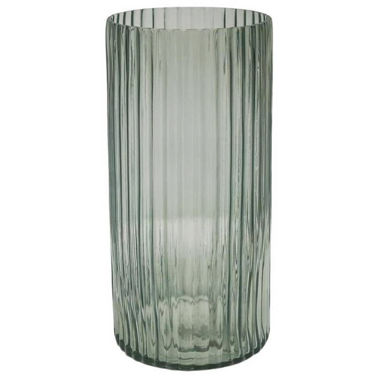 Ivyline Daphne Ribbed Glass Vase - Sage Green 0