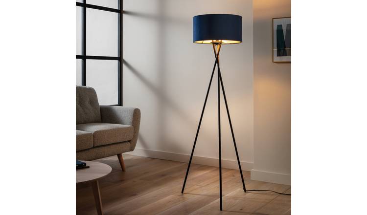 Habitat Navy Velvet & Foil Easy Fit Drum Lampshade - 40cm