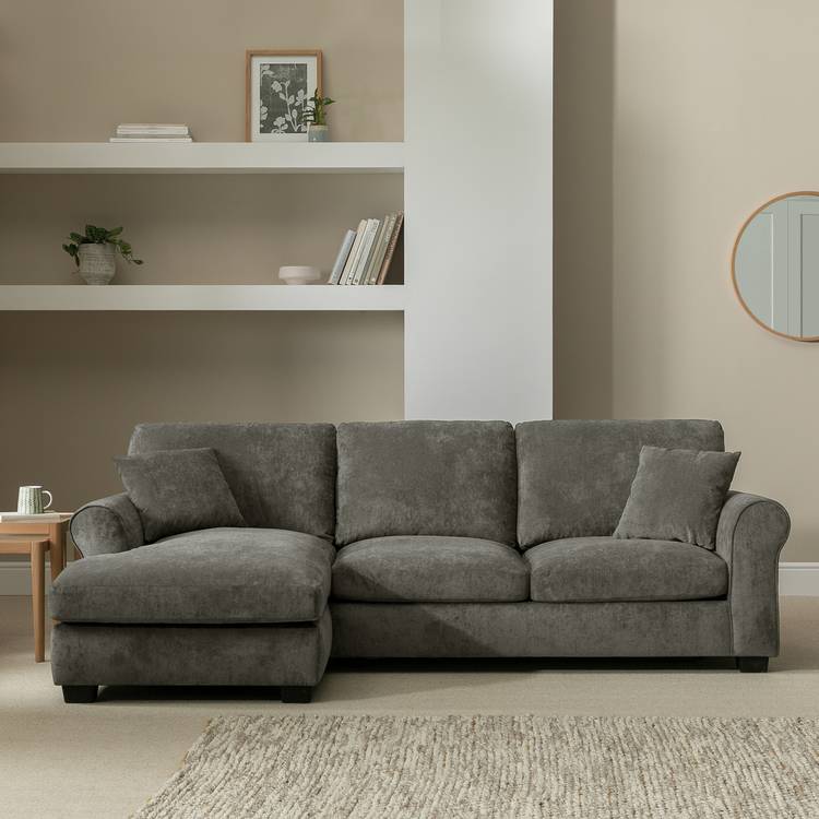 Argos Home Taylor Left Hand Corner Chaise Sofa Bed - Grey 0