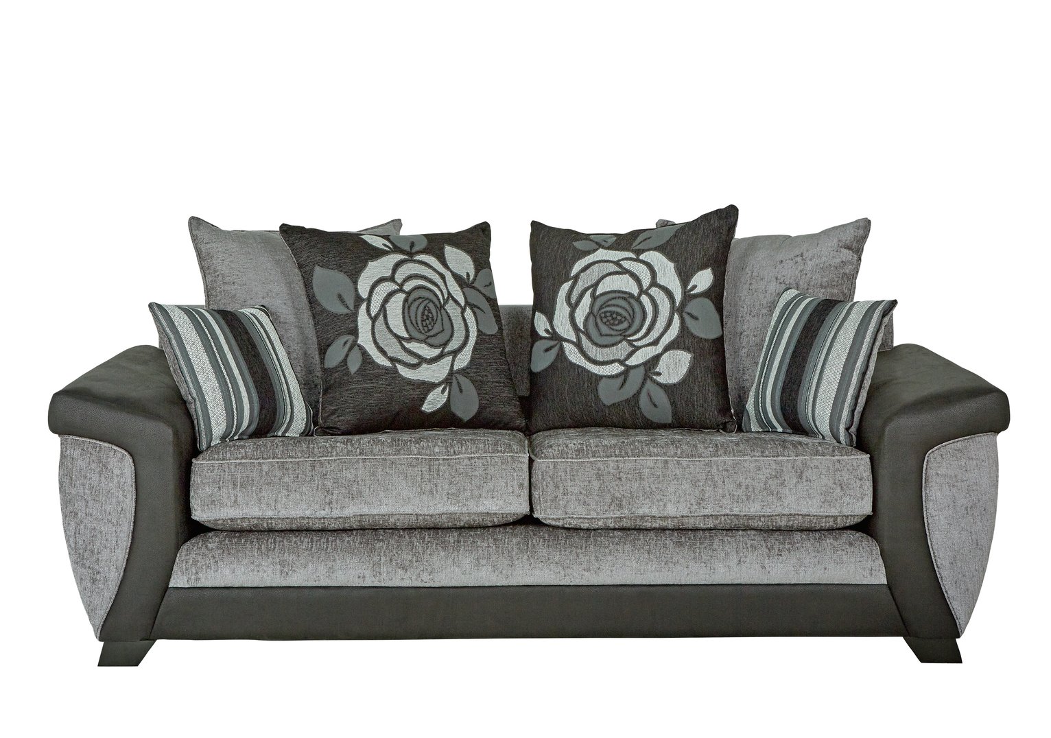 Argos Home Illusion 3 Seater Fabric Sofa - Black & Grey