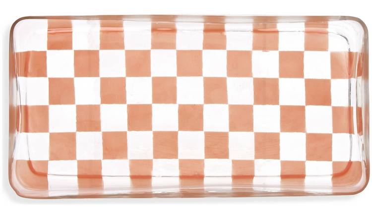 Habitat Checkered Glass Plate - Pink