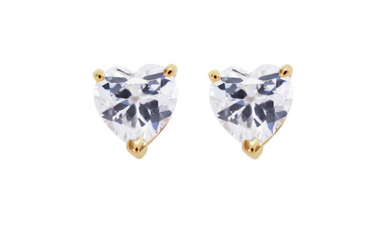 Revere 9ct Gold Heart Cubic Zirconia Earrings