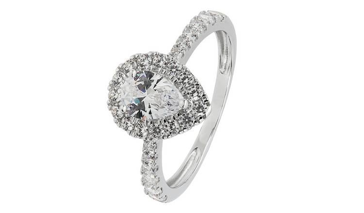 Cubic zirconia halo engagement shop rings white gold