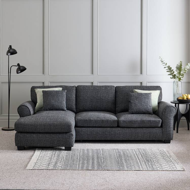 Argos Home Lisbon Left Hand Corner Chaise Sofa Bed -Charcoal 0