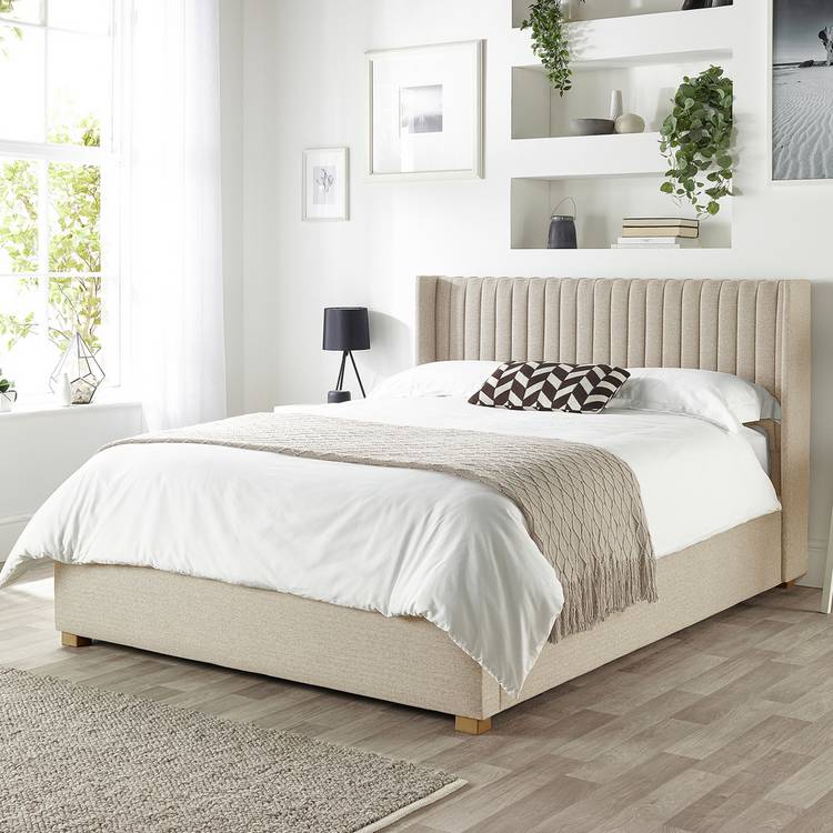  Cl Soho Small Double Twill End Lift Ottoman Bed - Natural 0