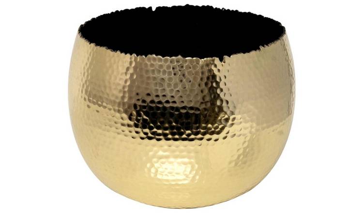 Ivyline Hammered Metal Planter Bowl - Gold