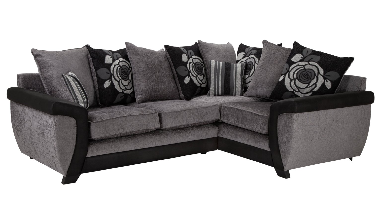 Argos Home Illusion Right Corner Fabric Sofa - Black & Grey
