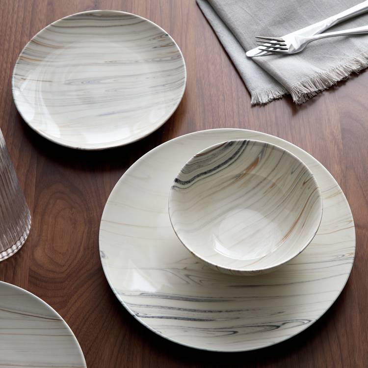 Habitat Marble Slip 12 Piece Stoneware Dinner Set - Cream 0