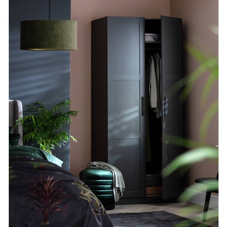 Habitat Munich Panelled 2 Door Wardrobe - Anthracite 0